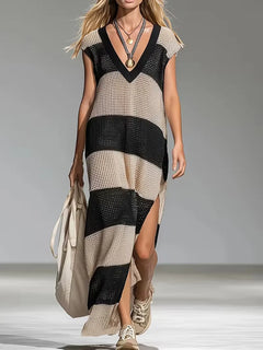 Maxi cover-up met V-hals