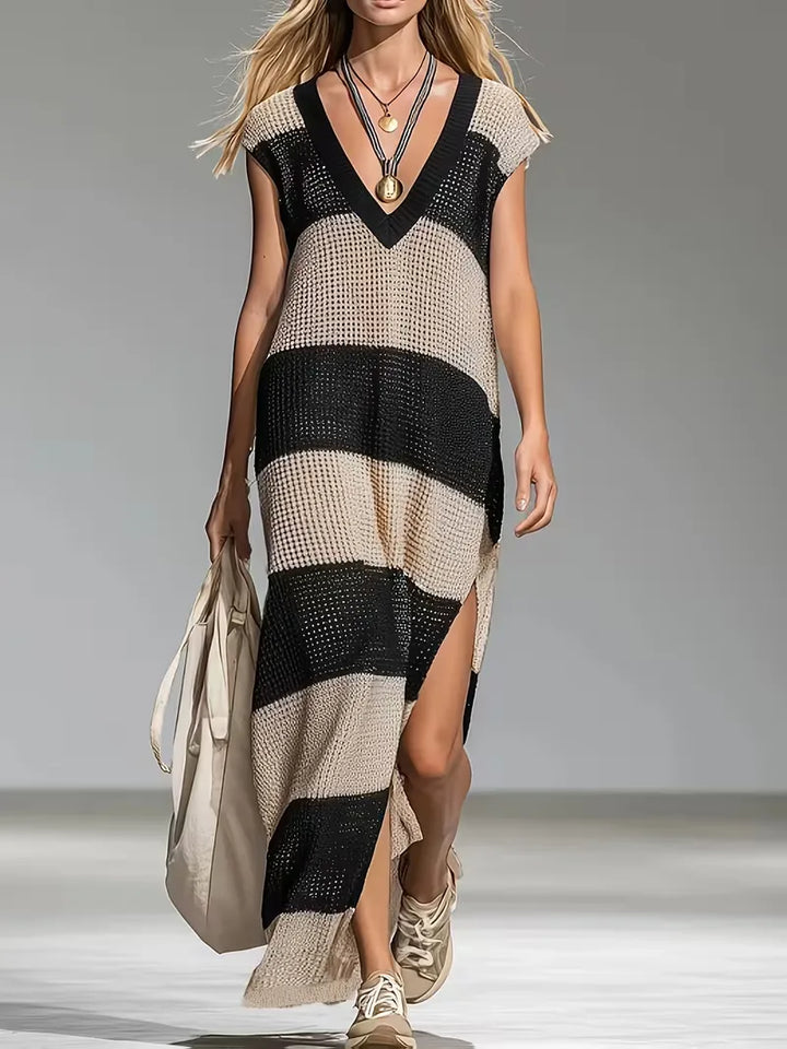 Maxi cover-up met V-hals