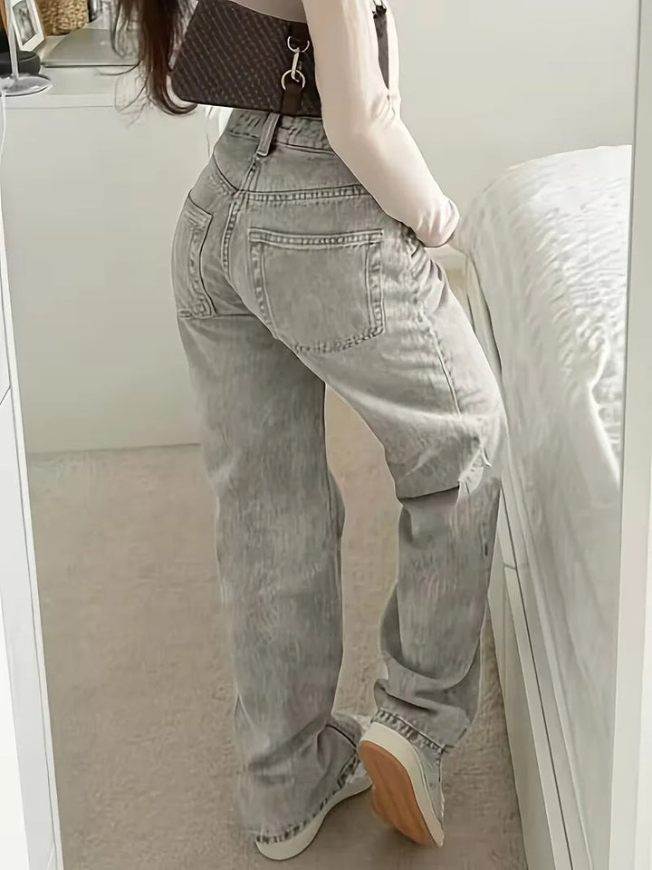 Straight jeans met mid-rise