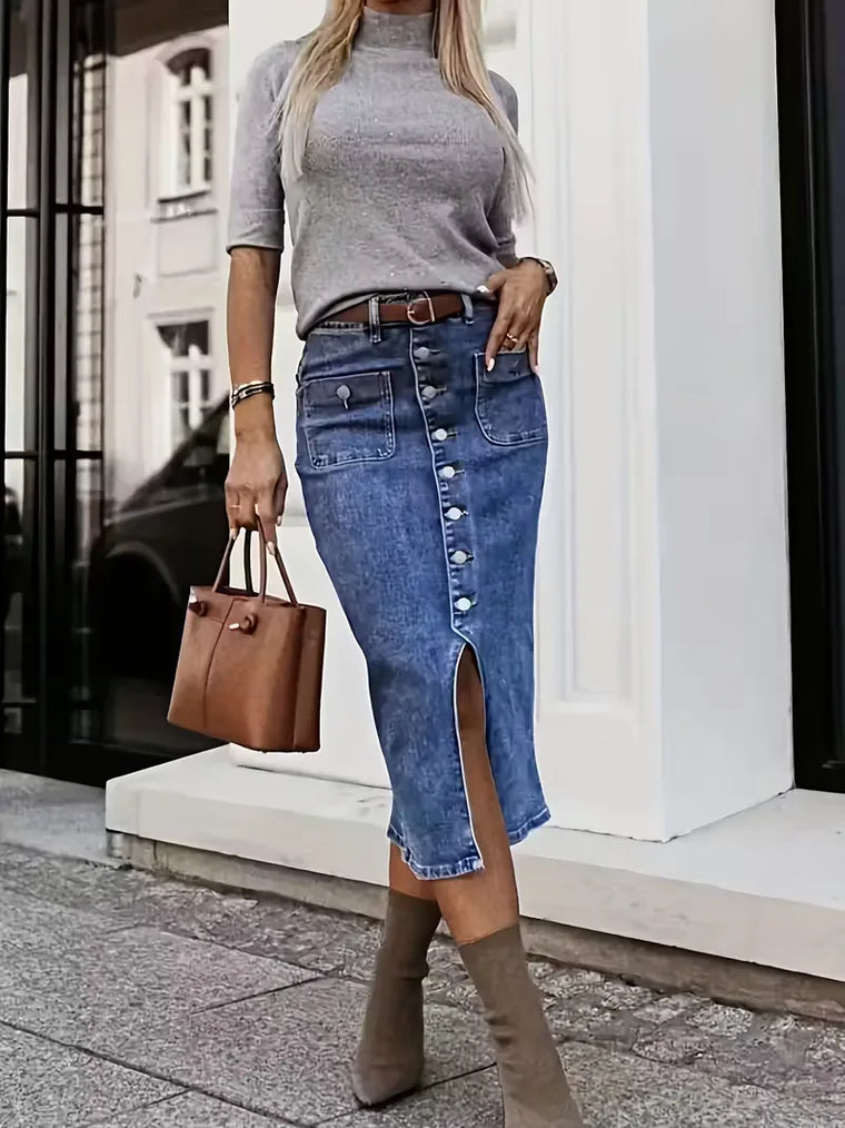 Denim rok met split