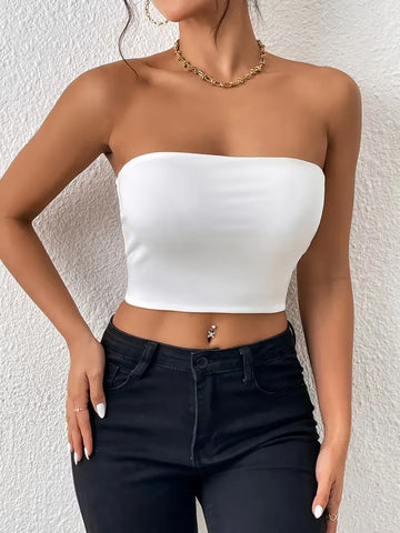 Strapless crop top slim fit