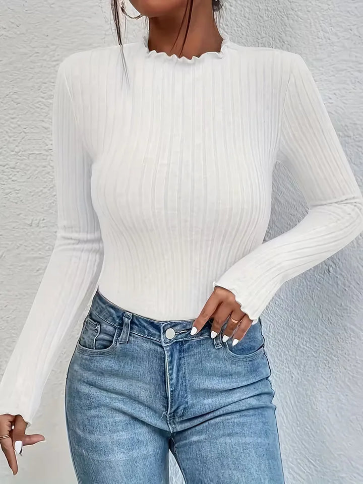 Longsleeve met mock neckline