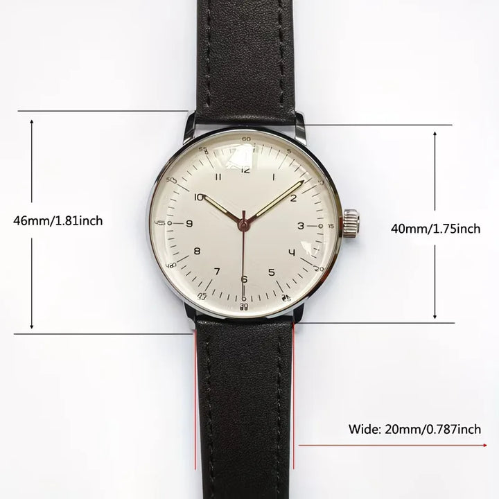Analoge horloge met leren band