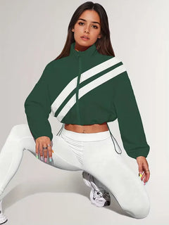 Track jacket met elastische manchetten