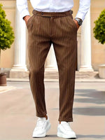 Slim fit pantalon met verticale strepen