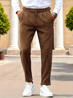 Slim fit pantalon met verticale strepen