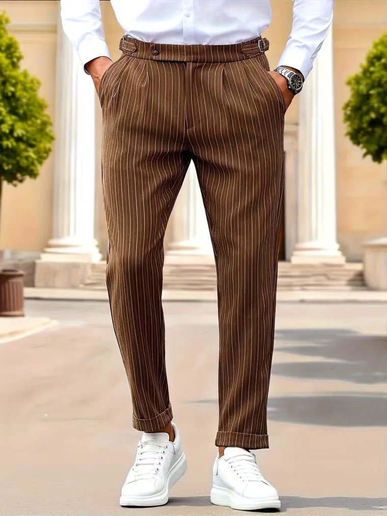Slim fit pantalon met verticale strepen