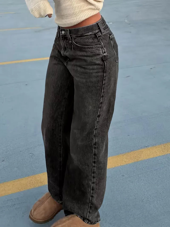 Straight jeans met mid-rise
