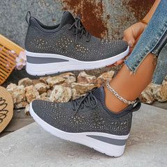 Platform sneakers met gebreide bovenkant