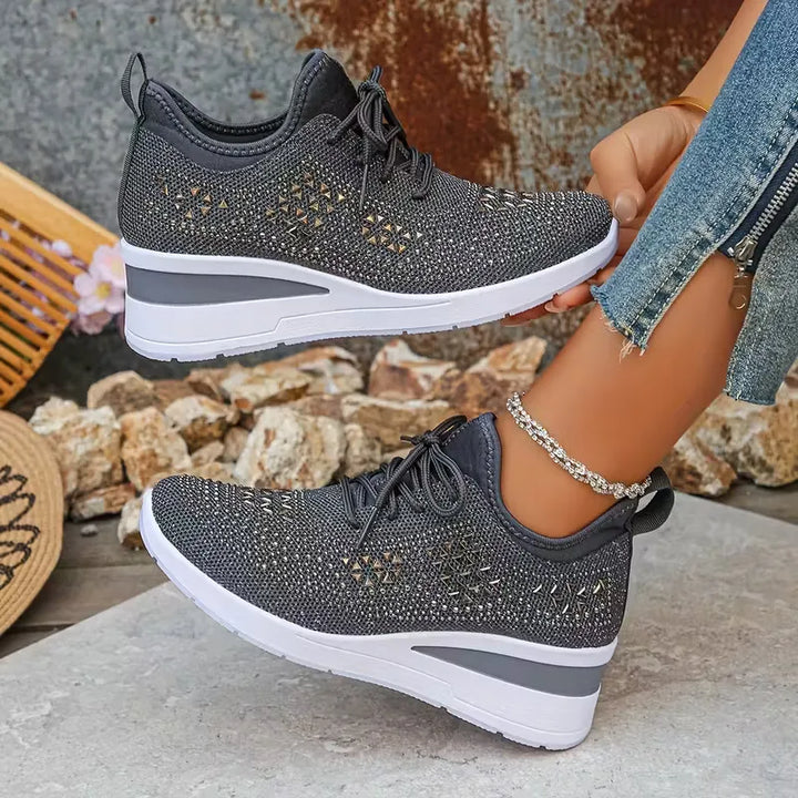 Platform sneakers met gebreide bovenkant