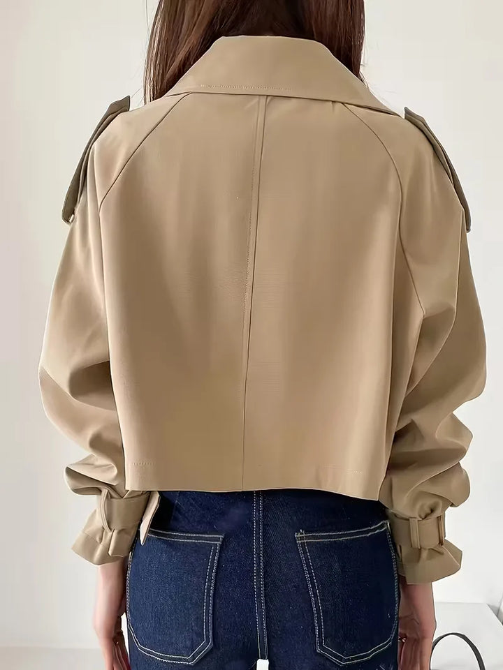 Cropped trenchcoat met dubbele knopen