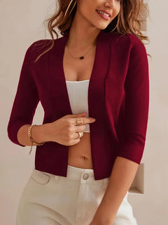 Paarse open-front cardigan 3/4 mouwen