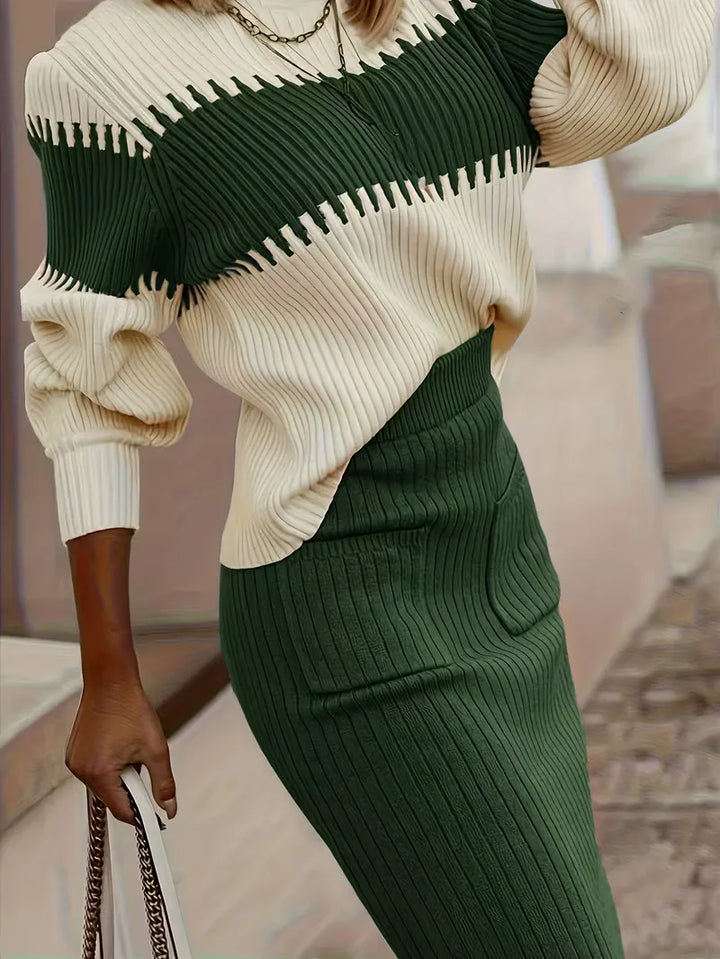 Tweedelige set met ribbed textuur