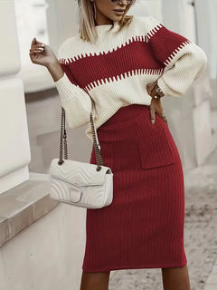 Tweedelige set met ribbed textuur