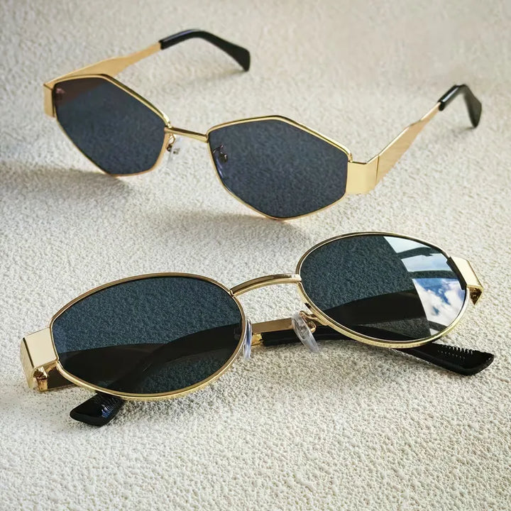 Zonnebril met ovaal metallic frame