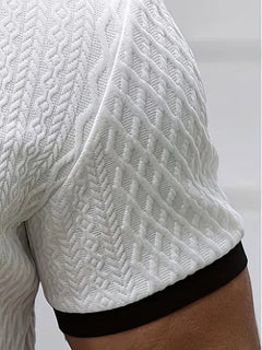 Polo met V-neck en jacquard patroon