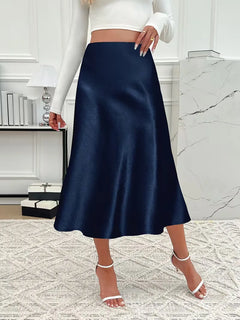 Satijnen rok met hoge taille