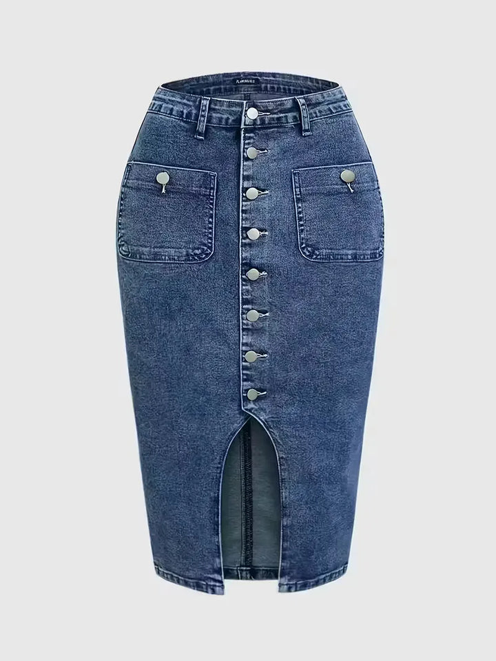 Denim rok met split