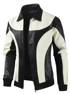 Leren jassen met color block patroon