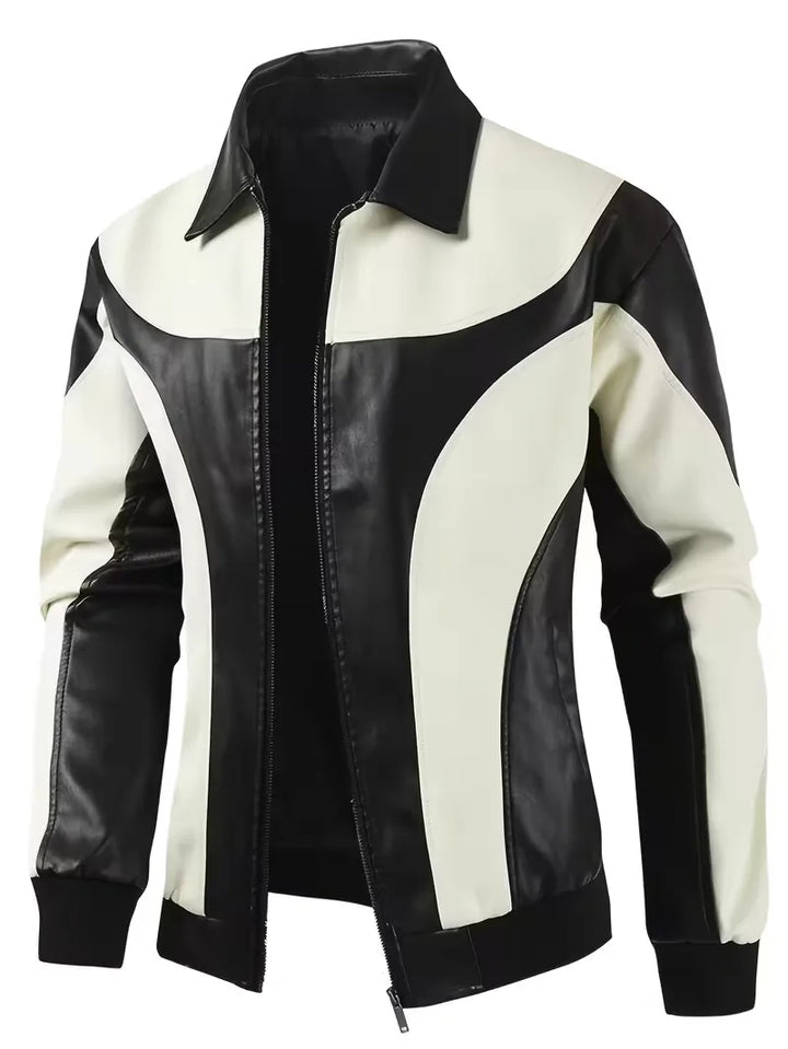 Leren jassen met color block patroon
