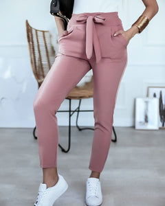 Claudia | Hoge taille broek met elegance in de kleur Roze voor dames in stijl ideaal voor de lente.