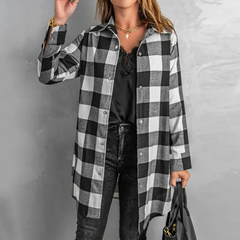 Cora- Modieus Geruit Overhemd in de kleur Oranje voor dames in stijl ideaal voor de herfst.