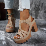 Hak sandaal met T-strap