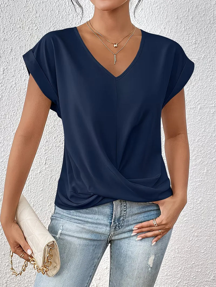 V-hals T-shirt met draped front