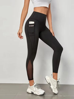 Legging met hoge taille en mesh panelen