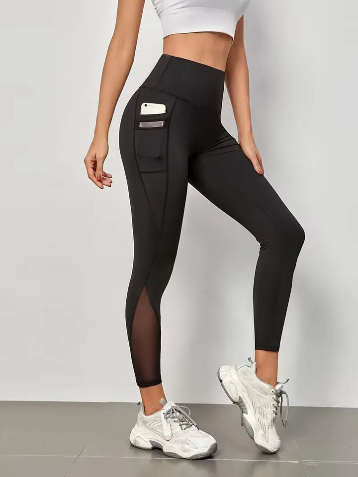 Legging met hoge taille en mesh panelen