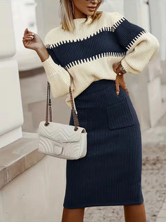Tweedelige set met ribbed textuur