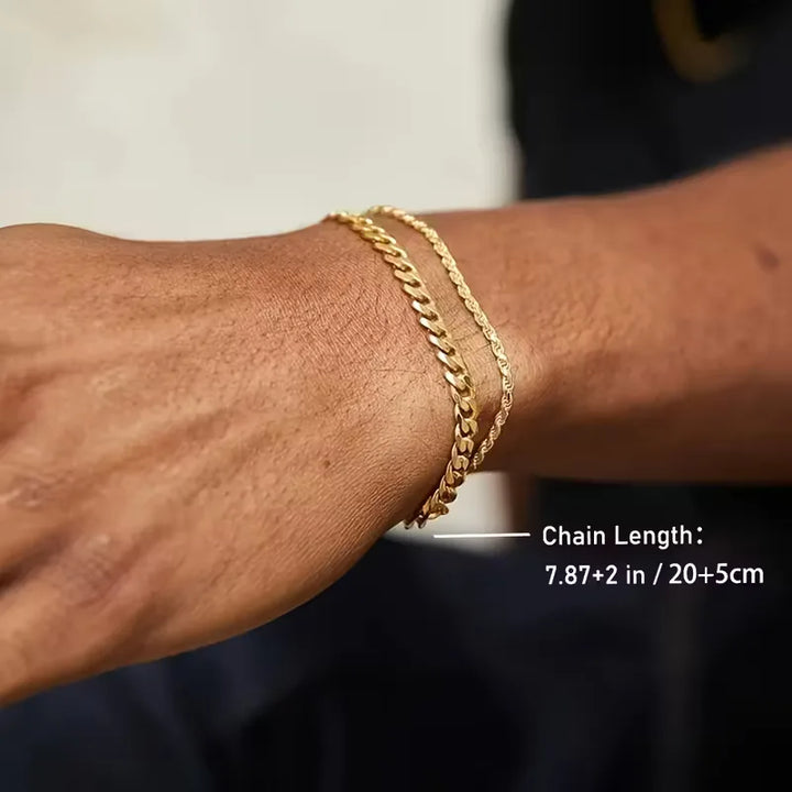 Armbanden set met Cuban link en rope chain