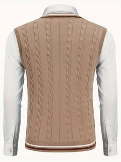 Mouwloos gebreid vest met V-hals