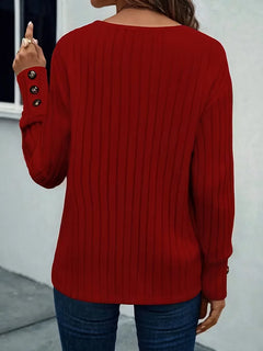 ribbed V-hals T-shirt