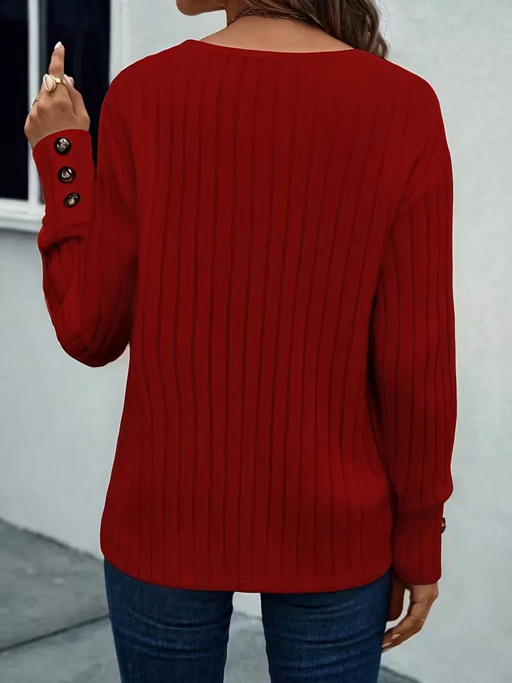 ribbed V-hals T-shirt