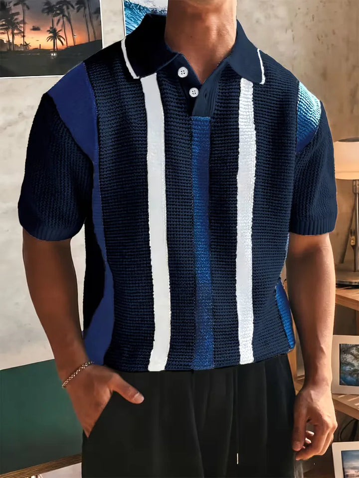 Polo met V-neck en korte mouw