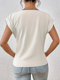 V-hals T-shirt met draped front