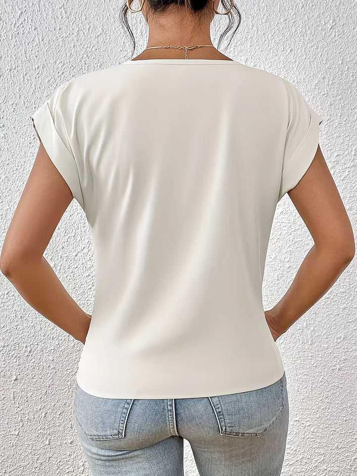 V-hals T-shirt met draped front