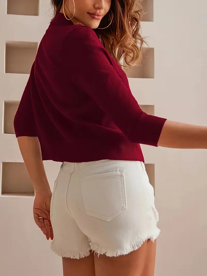Paarse open-front cardigan 3/4 mouwen