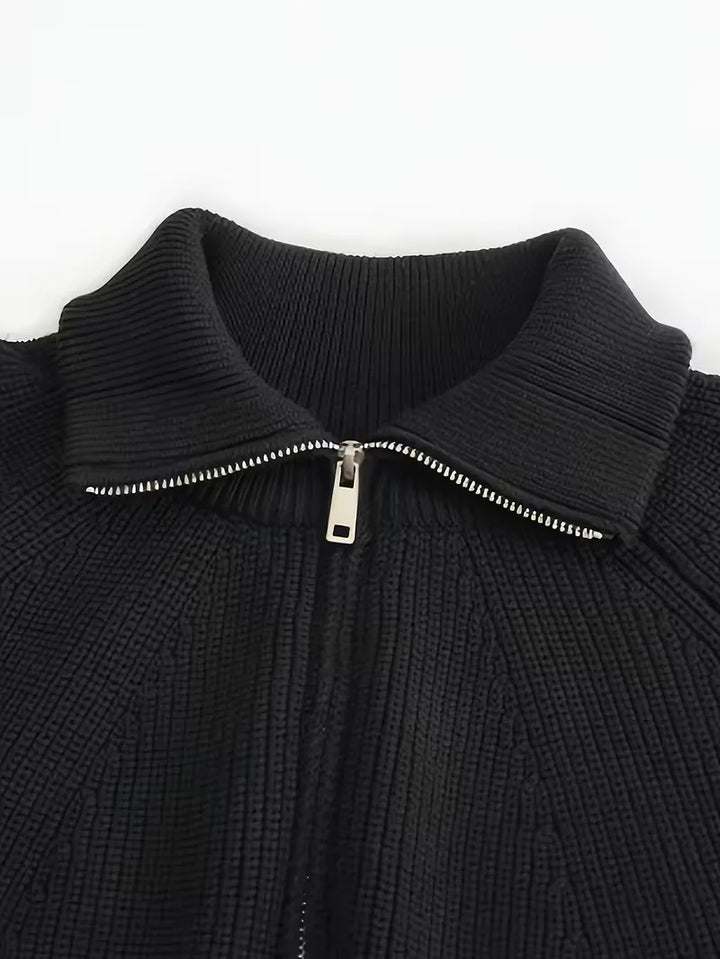 Zip-up trui met ribbelstructuur