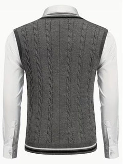 Mouwloos gebreid vest met V-hals