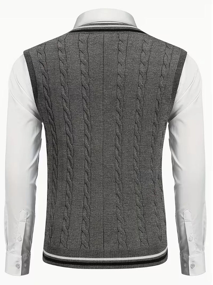Mouwloos gebreid vest met V-hals