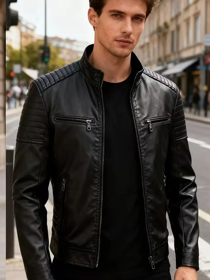 Leren jassen met quilted schouders