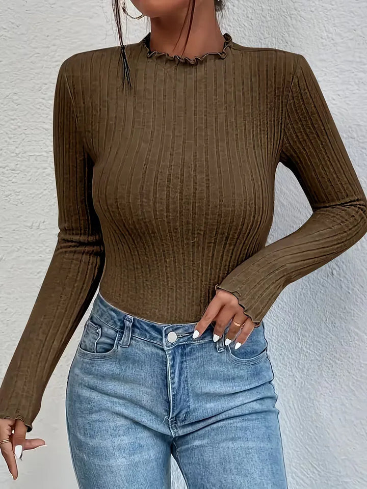 Longsleeve met mock neckline