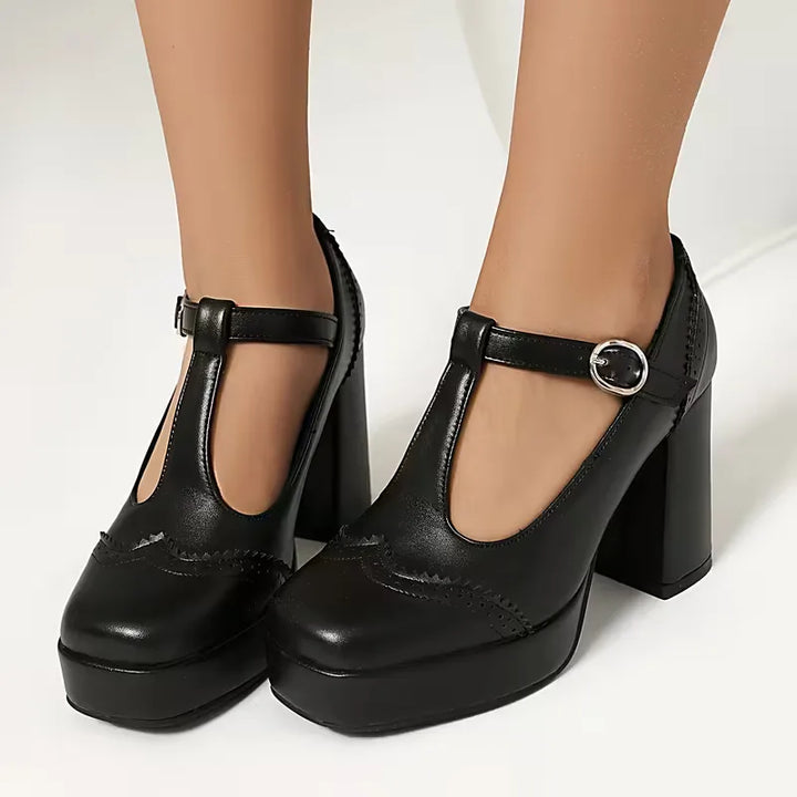 Blokhak schoenen met enkelbandje