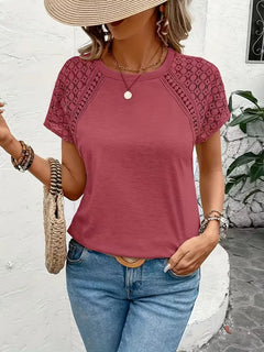 T-shirt met kantdetails korte mouw