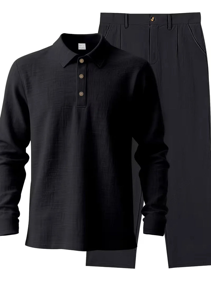 Linnen pak met mandarin collar
