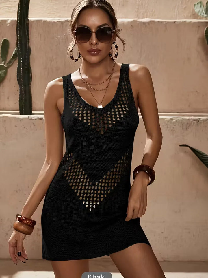 Beach cover-up met cut-out details
