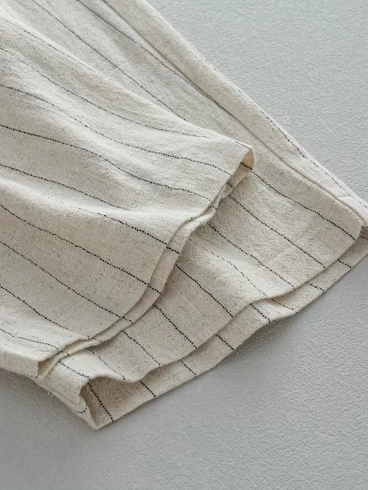 Wide fit pantalons met verticale strepen