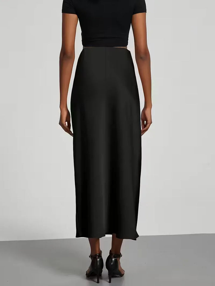 Satijnen rok met hoge taille